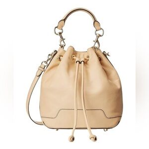 Rebecca Minkoff Fiona Bucket Bag Biscuit Cream Pebbled Leather Convertible Bag